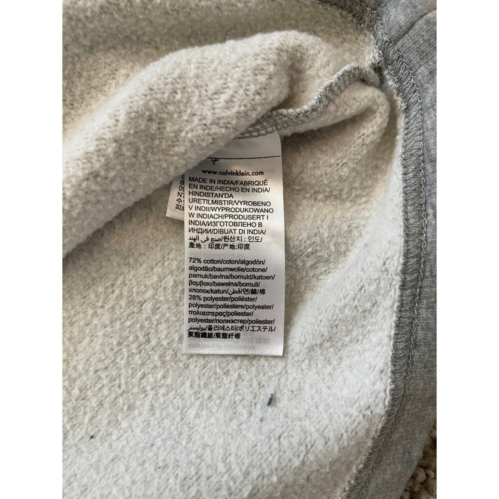 Calvin Klein Jeans Mens Logo Tape Hoodie Gray Fleece Sweatshirt Large - Picture 7 of 7